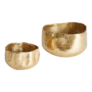 Amelia Gold Aluminum Cachepots, Set Of 2