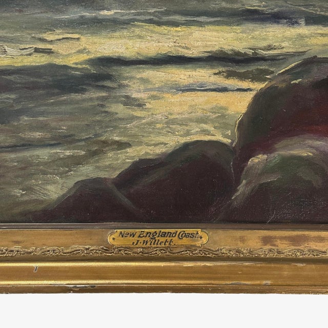 American Jacques Willett (Russian/American 1882-1958) Expressionist Seascape at Sunset With Boats, Signed (C. 1910, Oil on Canvas) For Sale - Image 3 of 8