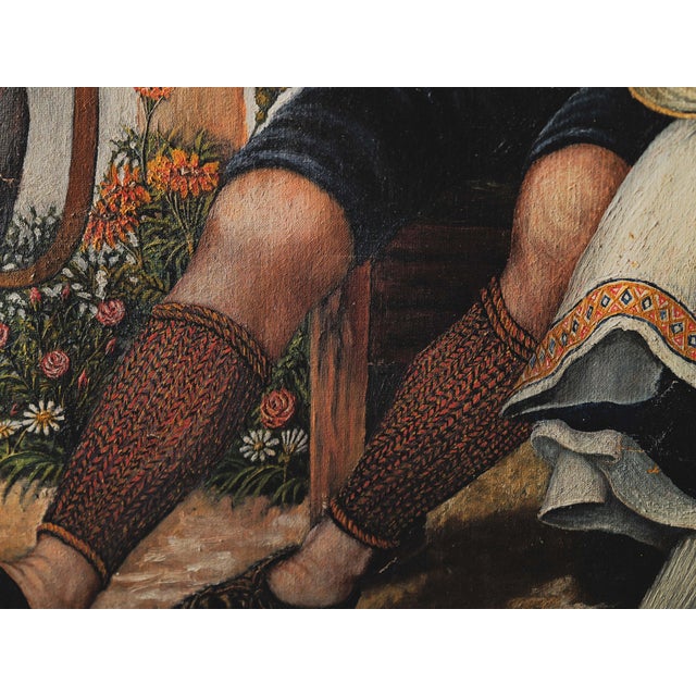 Unknown, Bavarian Couple, 1880, Oil on Canvas For Sale - Image 13 of 16
