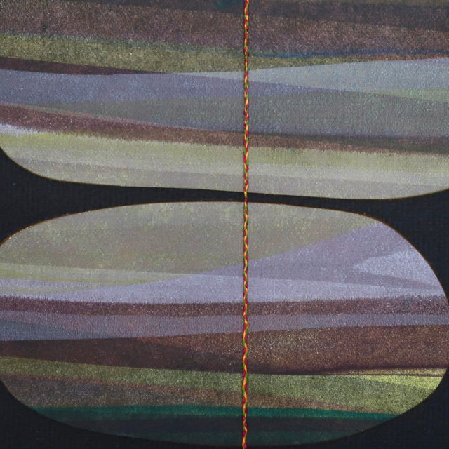 Black Contemporary Abstract Landscape Mixed Media Collage on Handmade Paper With Braided Thread by Casey R. Klein For Sale - Image 8 of 17