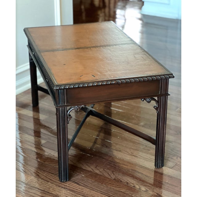 Chippendale 1940s Mahogany Chippendale Style Coffee Table With Leather Top and Drawers by Imperial For Sale - Image 3 of 12