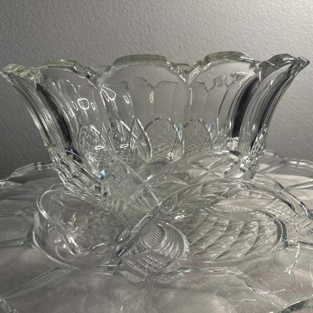 Glass Late 19th Century Victorian Eapg Punch Bowl Service, 12 Cups, 20” Tray & Ladle For Sale - Image 7 of 12