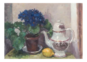 'Still Life of Blue Asters', by Mogens Vantore, Charlottenberg, Paris, Circa 1925