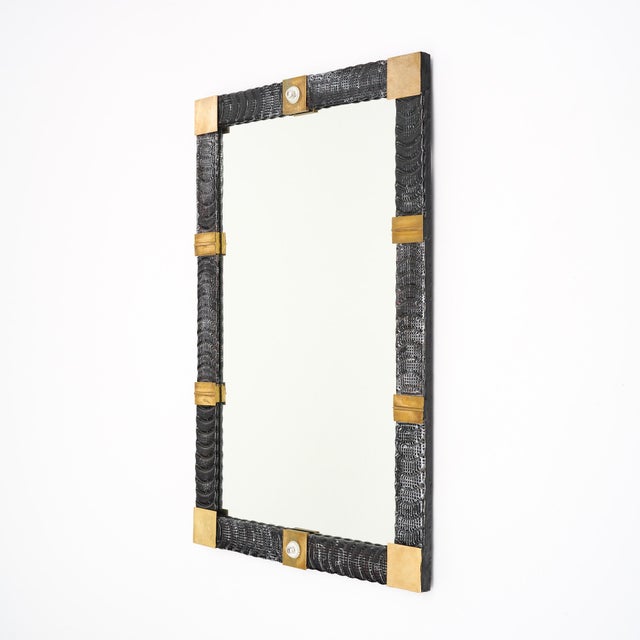 Modern Murano Glass and Brass Mirror For Sale - Image 3 of 9