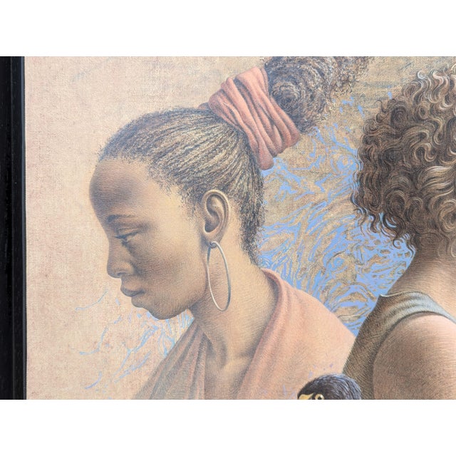 Naturalistic realist painting by modern Dutch artist Poen de Wijs. The work features a woman playing the flute in front of...