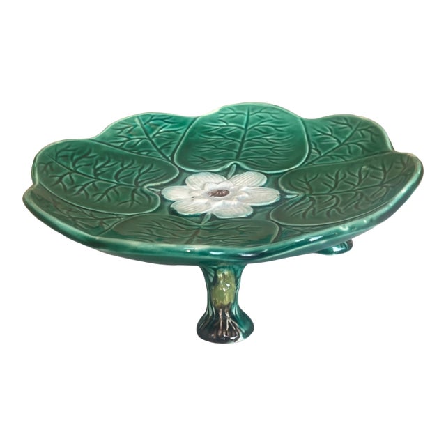 19th Century Lilly Pad Compote on Heron Legs For Sale