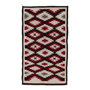 Vintage Circa 1950 Ivory Navajo Style Hand Woven Rug, 3ft 7in X 6ft 1in