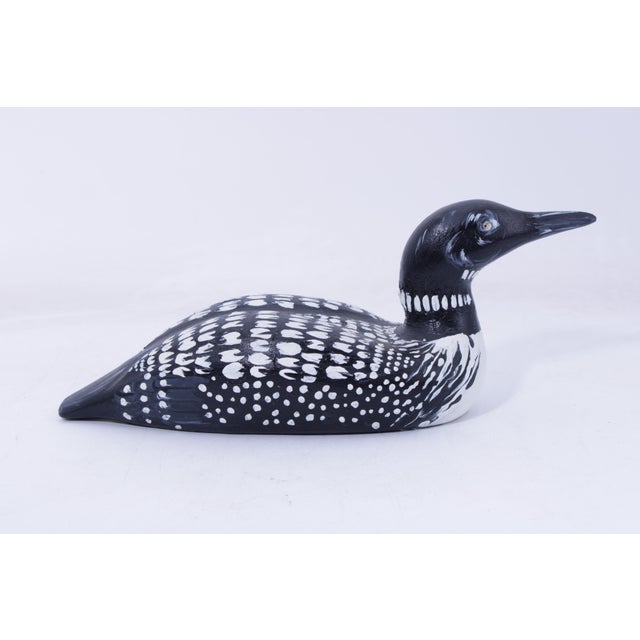 Traditional Vintage Handcrafted Wood Loon Duck Decoy For Sale - Image 3 of 12