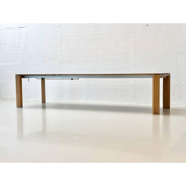 Large Dining Table in Knotted Oak with Integrated Insert Leaf from Seetal Swiss For Sale - Image 3 of 18