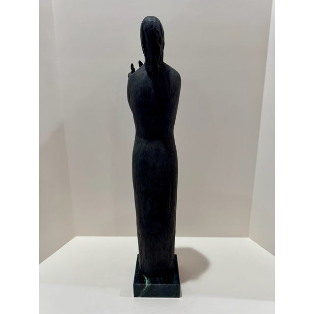 Mid 20th Century Larry Mohr Signed Bronze Figurative Sculpture Tall Modernist Form on Stone Base For Sale - Image 4 of 8