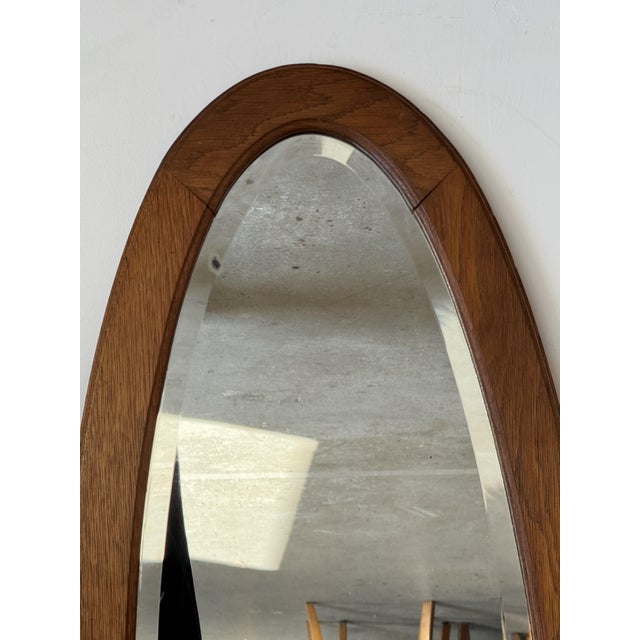 Vintage Oval Oak Mirror with Beveled Glass, 1980s For Sale - Image 10 of 18
