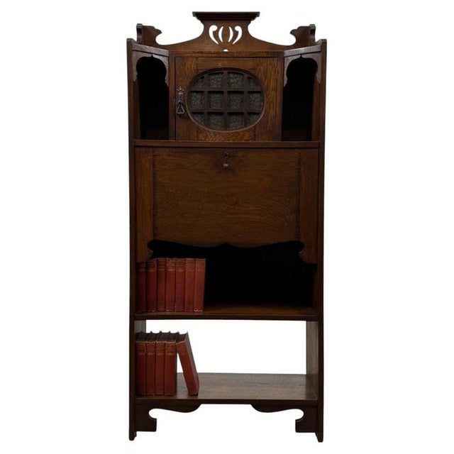 20th Century Arts and Crafts Oak Bureau, 1890s For Sale - Image 13 of 13