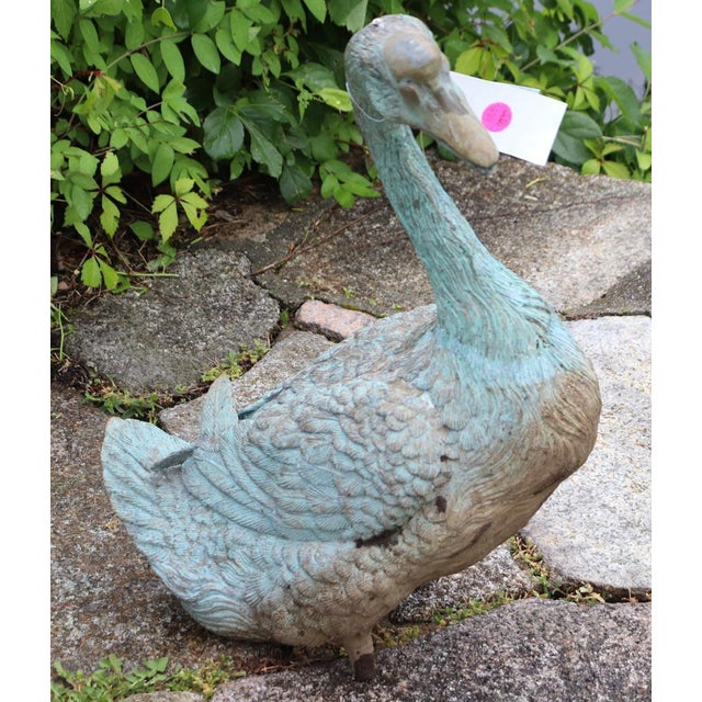 Neoclassical Mid 20th Century Figural Bronze Geese Standing and Seated - A Pair For Sale - Image 3 of 6