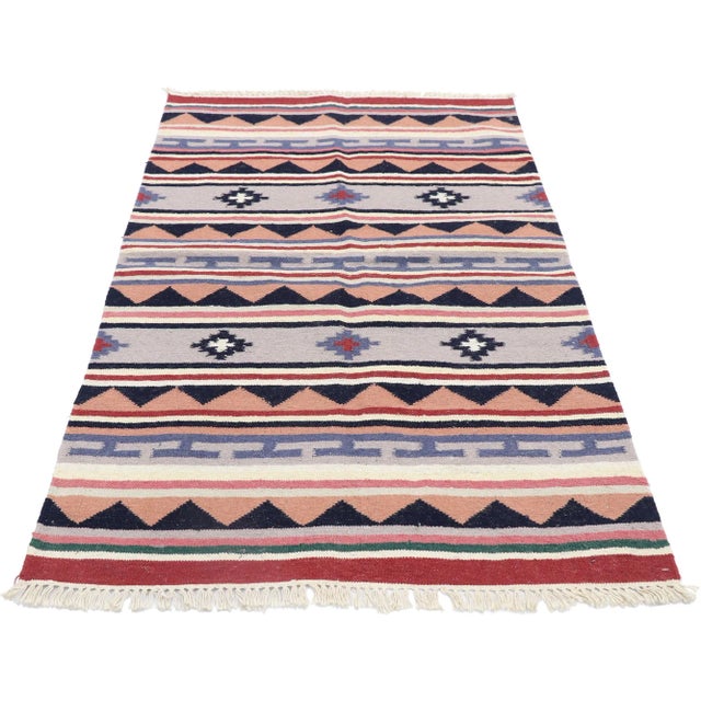 Tribal Vintage Persian Shiraz Kilim Rug - 03'02 X 04'11 For Sale - Image 3 of 9