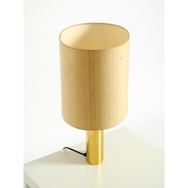 Vintage Brass Table Lamp with Wild Silk Shade from Vereinigte Werkstätten Collection, 1970s For Sale - Image 6 of 18