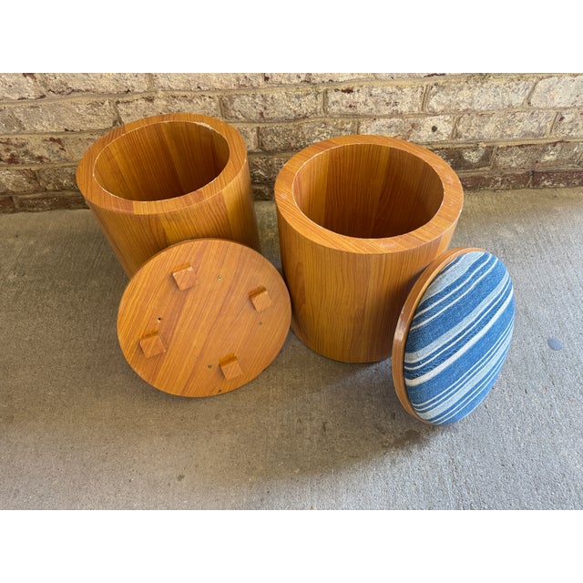 Wood Pair of Vintage Wooden Storage Stools For Sale - Image 7 of 18