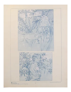 1902 Original Vintage French Art Nouveau Illustration - Figures Decoratives - A. Mucha
