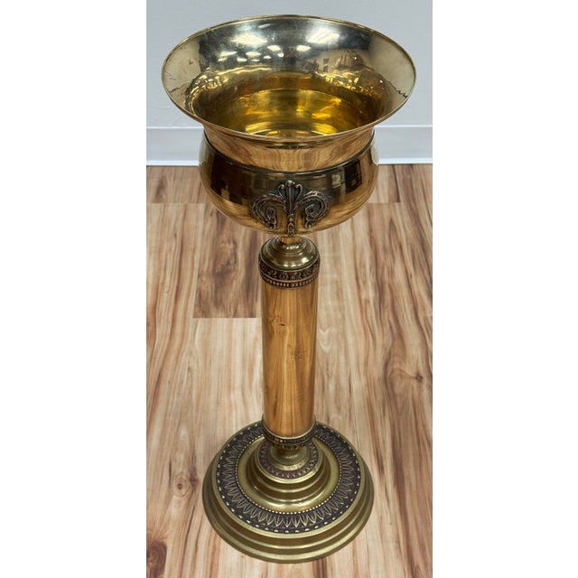 Hollywood Regency Vintage Brass Bottle Chiller on Stand For Sale - Image 3 of 9