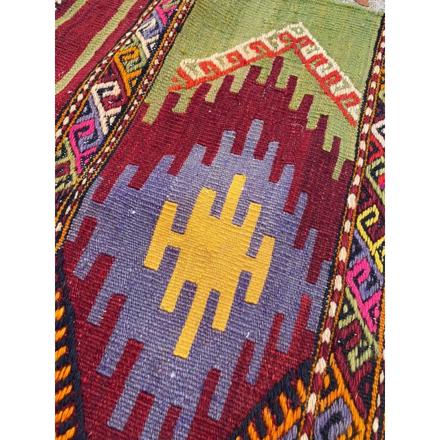 Turkish Vintage Nomadic Handmade Kilim Area Rug For Sale In Houston - Image 6 of 13
