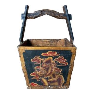 Late 19th/Early 20th Century Substantially-Sized Wooden Chinese Harvest/Grain Bucket For Sale