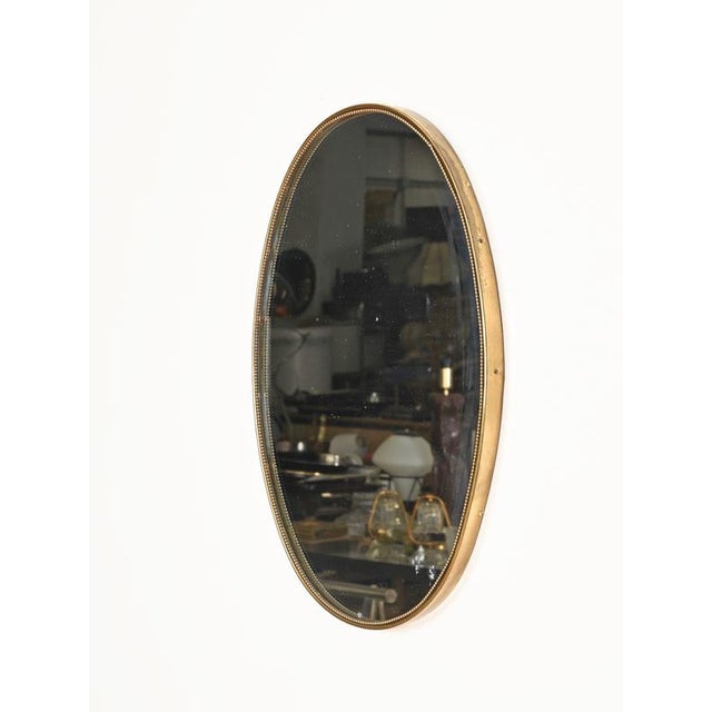 Goldenrod Vintage Oval Mirror in Brass by Gio Ponti, Italy, 1950s For Sale - Image 8 of 10