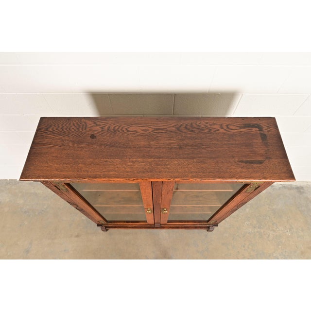 Antique Victorian Carved Oak Two-Door Bookcase, Circa 1890s For Sale - Image 12 of 15