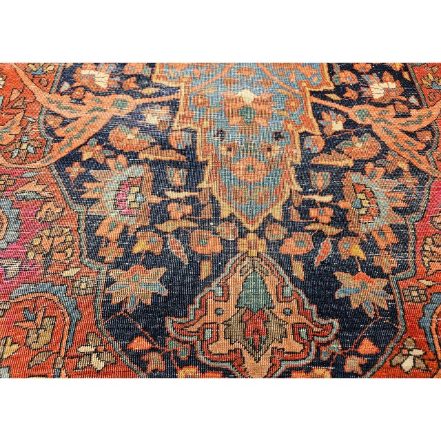 19th Century Persian Farahan Rug, Hand-Knotted Wool, Floral Medallion Design, Blue & Red, 4x6 For Sale - Image 15 of 18