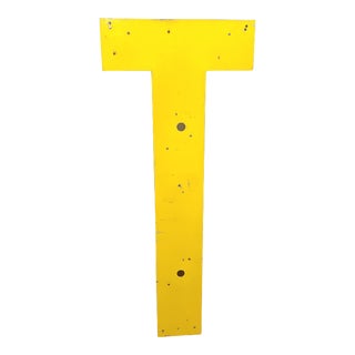 Vintage 38" Architectural Salvage Sign Letter "T" For Sale