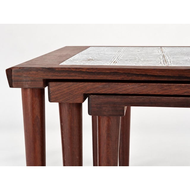 Rosewood Nesting Tables with Ceramic Tiles, Denmark, 1960s, Set of 3 For Sale - Image 18 of 18