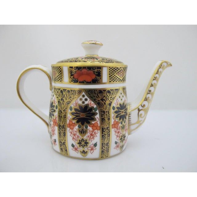 Early 20th Century Royal Crown Derby 1128 Old Imari Bone China Full Miniature Tea Set & Oval Tray For Sale - Image 5 of 18