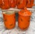 Vintage 1960's Handmade Ceramic MCM Cottage Core Orange & Butterfly Coffee Set 4 Mugs / Creamer & Covered Sugar Dish...
