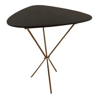 Carl Aubock Model #3642 Brass and Leather Side Table For Sale