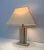 Cream Travertine and Brass Table Lamp with Original Shade, French, circa 1970 For Sale - Image 8 of 13