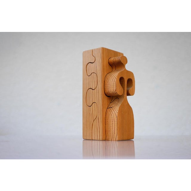 Mid-Century Modern Wooden Puzzle Sculpture by Gunnar Kanevad for Gamla Linköping Sweden, 1962 For Sale - Image 3 of 17