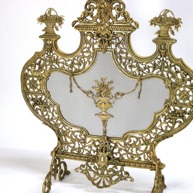 Antique Italian Rococo Gilt Bronze Panier De Fleurs Fireplace Screen ...