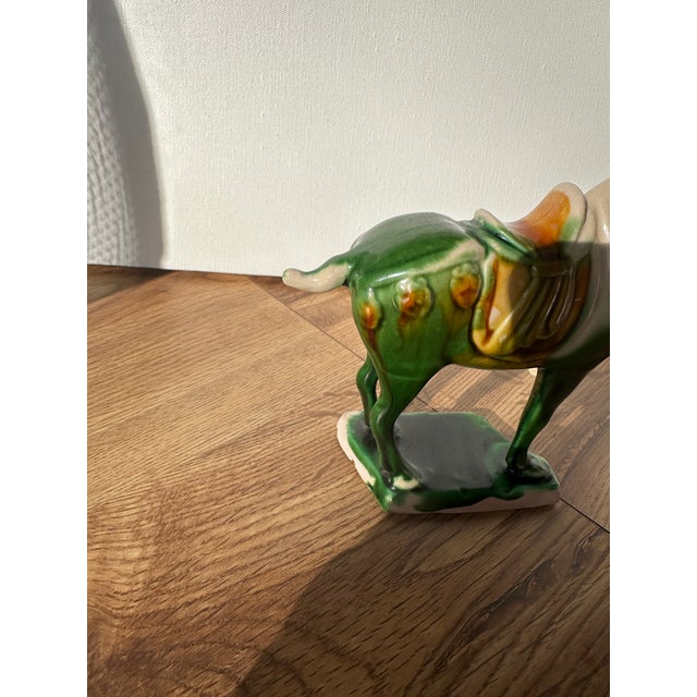 Asian 1970s Small Green Ceramic Horse Figurine For Sale - Image 3 of 7