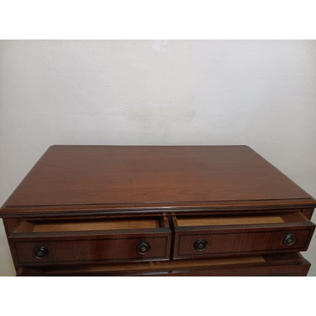 Wood Walnut Antique Chest of Drawer 5 Drawer on Wheels Dark Tone For Sale - Image 7 of 8