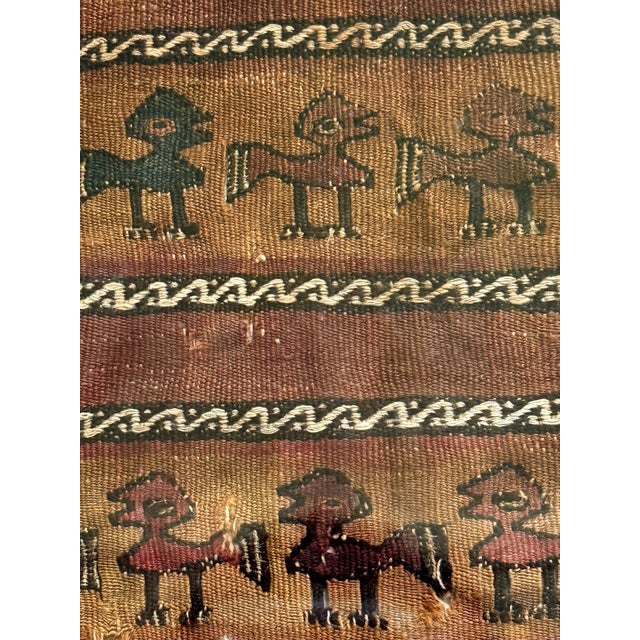 Brown Framed Large Pre-Columbian Woven Textile Fragment from Chimu Chancay Culture For Sale - Image 8 of 16
