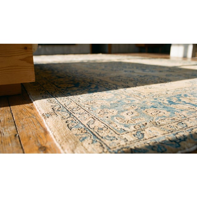 Textile Pretty Antique Camel Background Color Handmade Floral Design Kerman Area Rug For Sale - Image 7 of 9