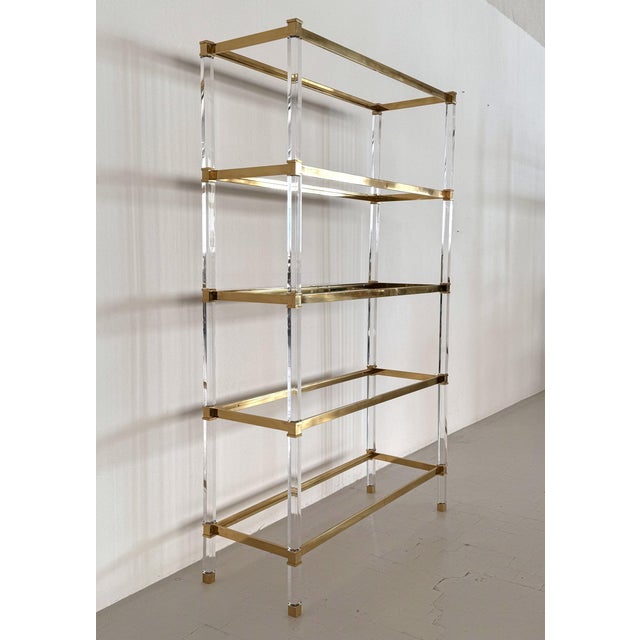 Gold Large Shelf in Brass, Polycarbonate and Glass, 1990s For Sale - Image 8 of 13