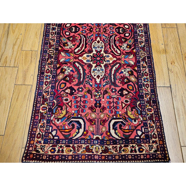 Vintage Persian Lilian Rug, Handknotted Wool, Geometric Pattern, Red & Ivory, 3x7 For Sale - Image 13 of 18