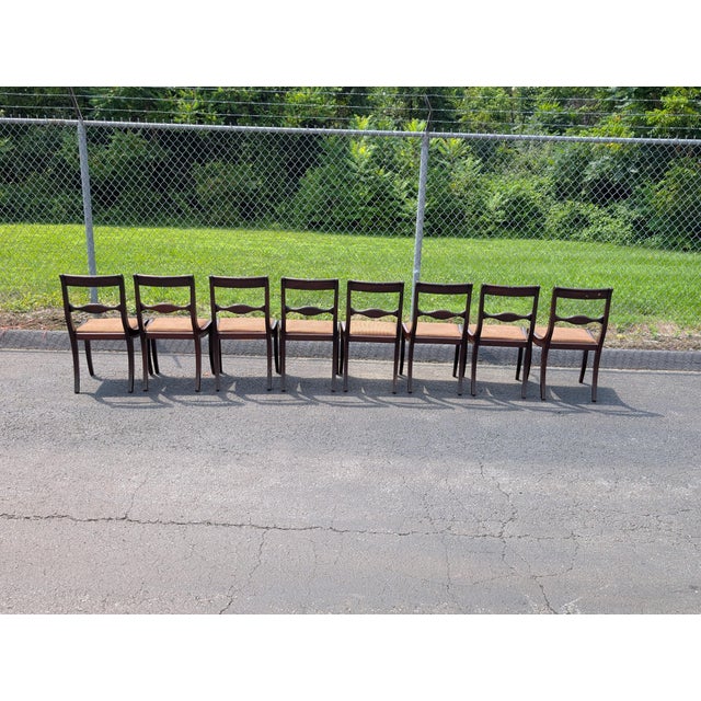 American 1960s Set of 8 Duncan Phyfe Style Mahogany Dining Chairs Attributed to Pennsylvania House For Sale - Image 3 of 12