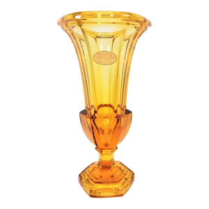 Amber Crystal Vase Made in Germany Mid. Century 1950s 1960s