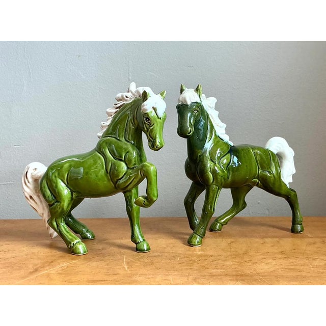 Vintage Green Ceramic Horse Figurines For Sale - Image 11 of 12