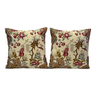 Brunschwig & Fils "Les Pecheurs" Feather/Down Pillows - a Pair For Sale