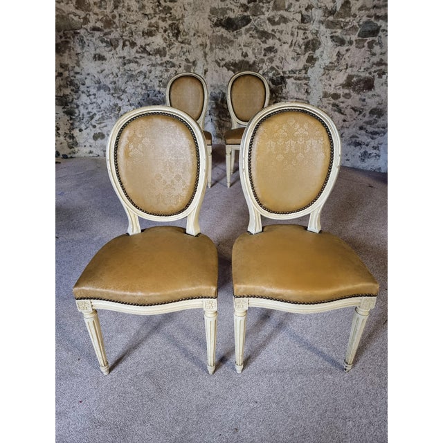 Brown Vintage French Louis XVI Style Dining Chairs, 1920s, Set of 8 For Sale - Image 8 of 18
