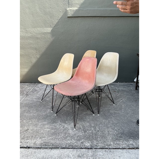 Mid 20th Century Vintage Eames “Eiffel Tower” Fiberglass Chairs - Set of 4 For Sale - Image 5 of 12