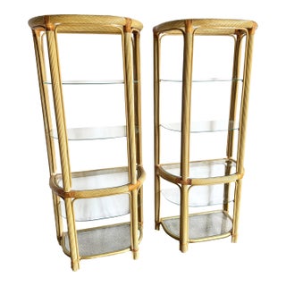 Boho Chic Pencil Reed Etageres - A Pair For Sale