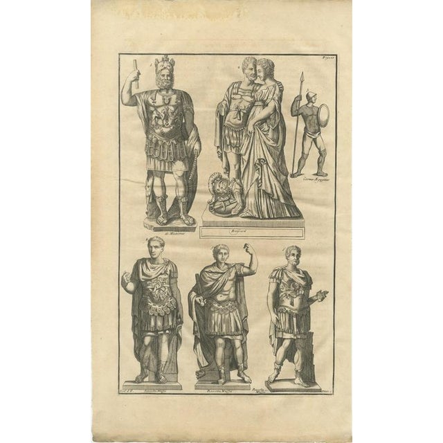 Baroque Montfaucon, Roman Officers in Cuirass and Cloak, 1722, Engraving For Sale - Image 3 of 8