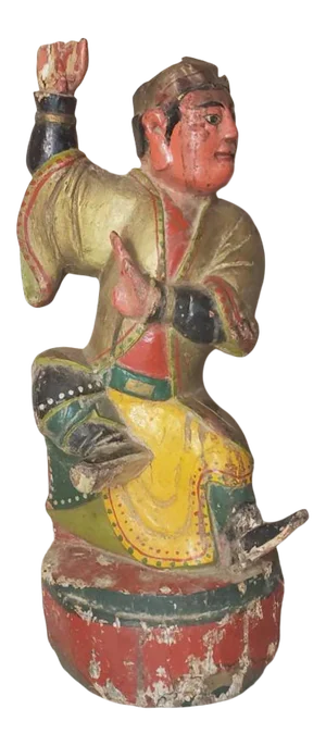 Antique Chinese Hand Carved Temple Figure
